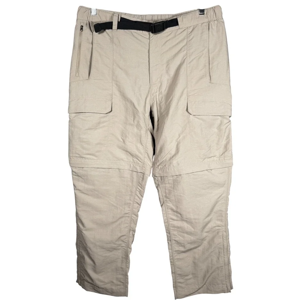 The North Face Convertable Hiking Cargo Pants Khaki Zip Off Legs Mens XL Hiking